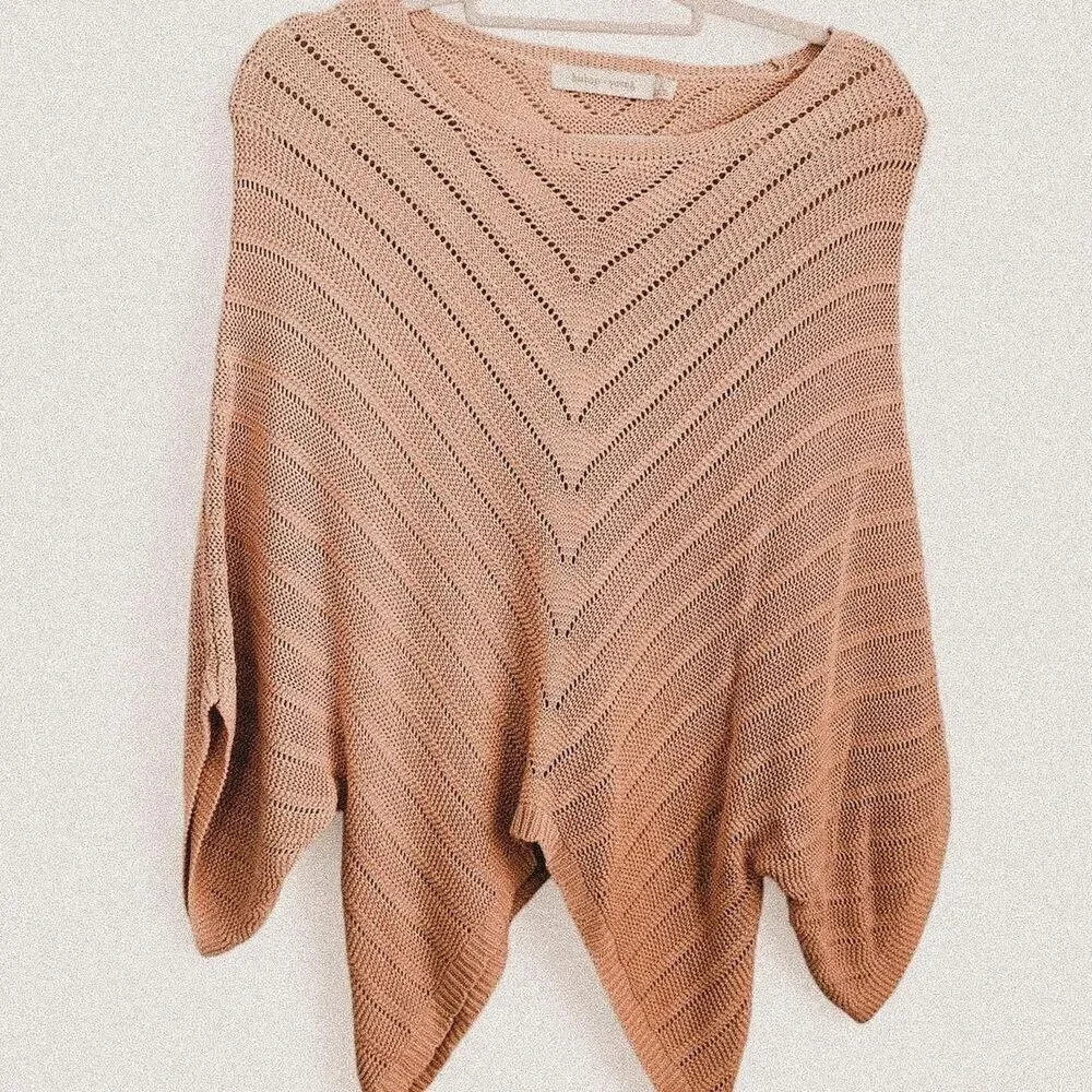 Cream prairie Knit Poncho Top | Boho Hippie Slouchy Festival Style | Small